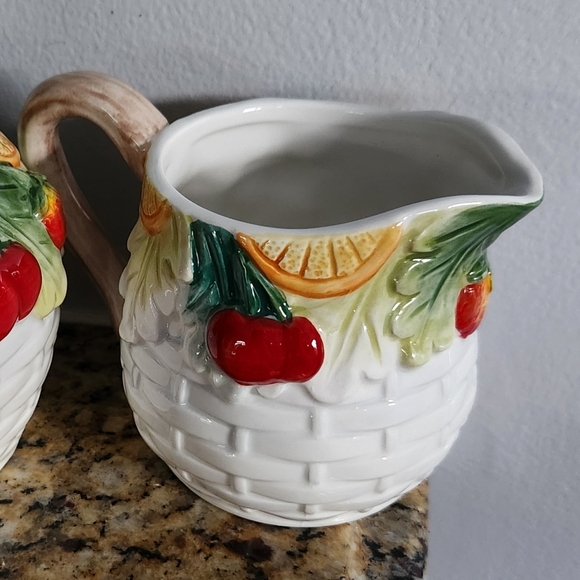 Tropical Fruit Collection 2 Piece Sugar Bowl And Creamer Set By Corner Ruby. New - Picture 4 of 16